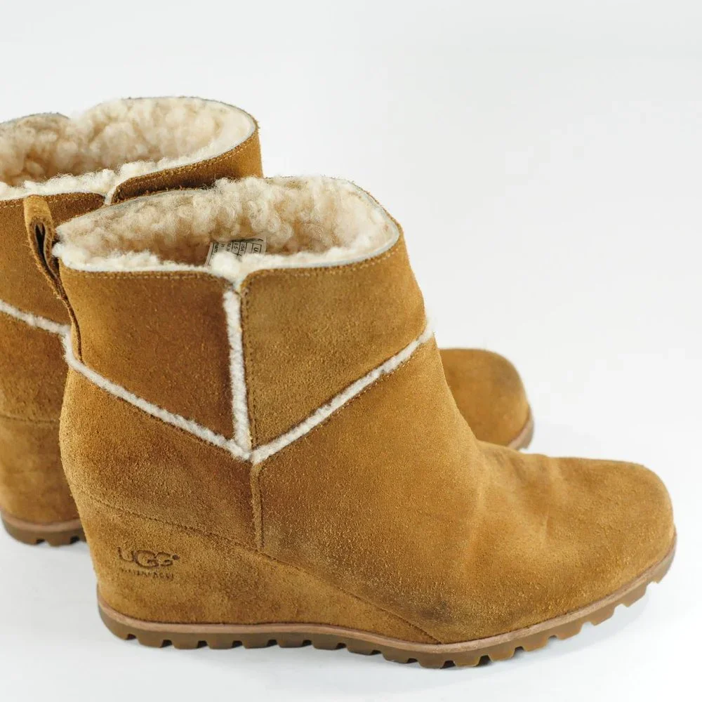 UGG Women's Marte Wedge Booties Chestnut Color